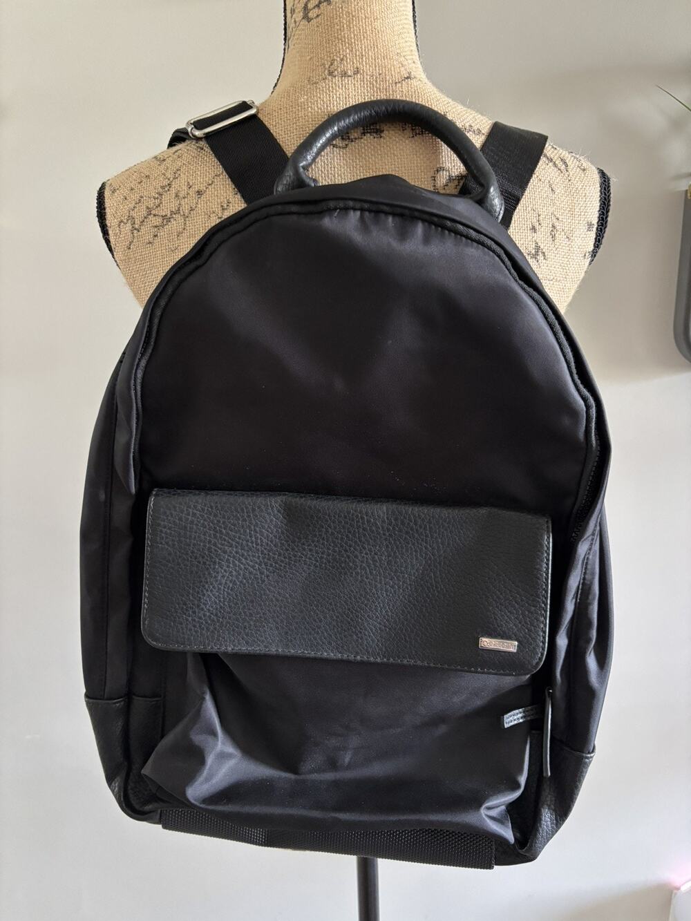 CALVIN KLEIN - Men's Backpack - BLACK Nylon With Pebble PU Trim